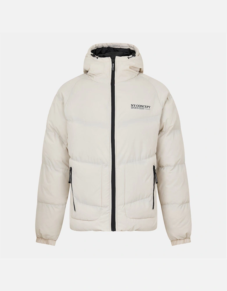 Conc Stowe Solid Patterned Hooded Zipped Pocket Puffer Jacket