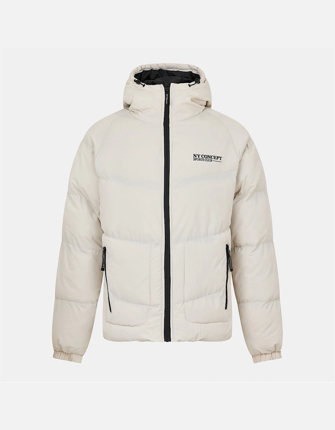 Conc Stowe Solid Patterned Hooded Zipped Pocket Puffer Jacket