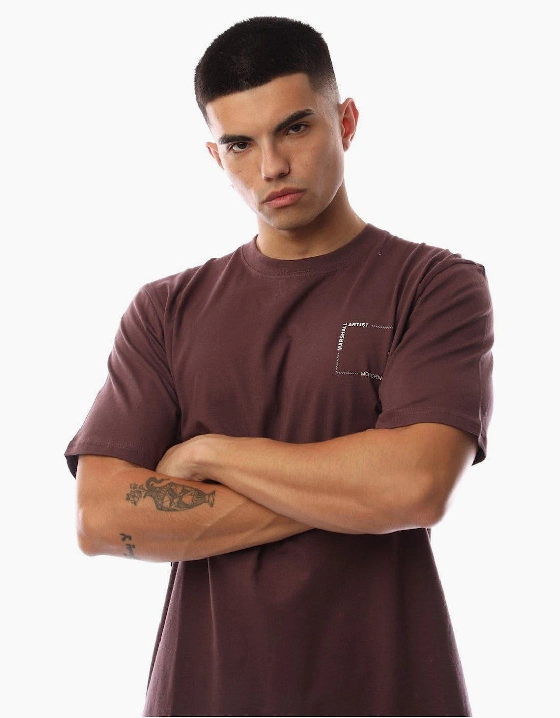 Chevron Box Crew Neck Short Sleeve Jersey T-Shirt