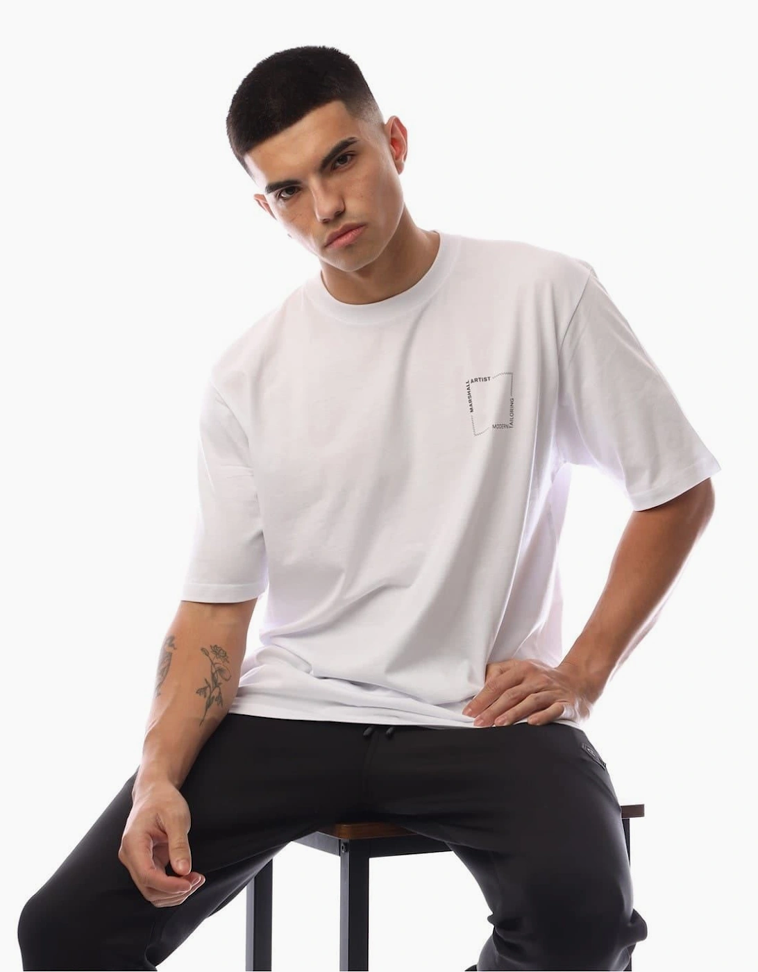 Chevron Box Crew Neck Short Sleeve Jersey T-Shirt