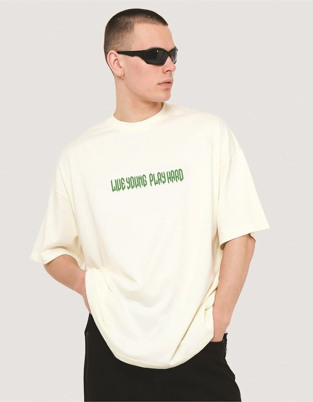 Text Graphic Crew Neck Short Sleeve Boyfriend T-Shirt