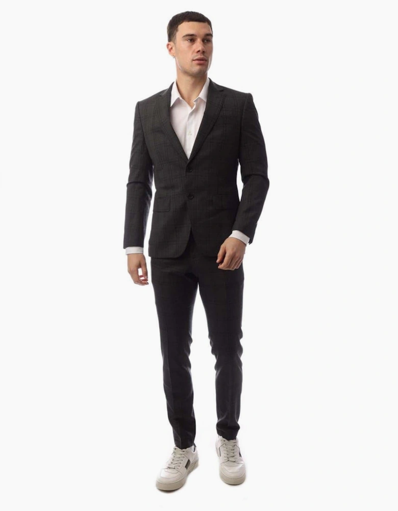 Plaid Patterned Notch Collared Suit Jacket