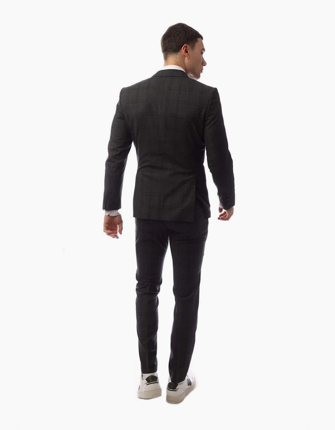 Plaid Patterned Notch Collared Suit Jacket