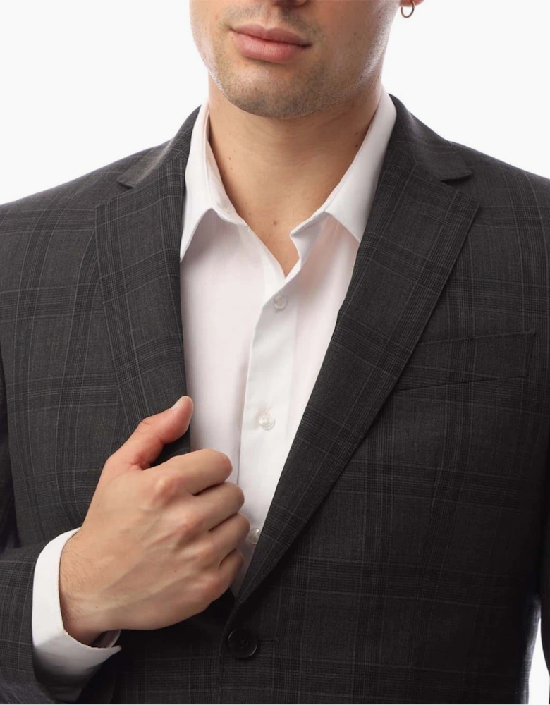 Plaid Patterned Notch Collared Suit Jacket
