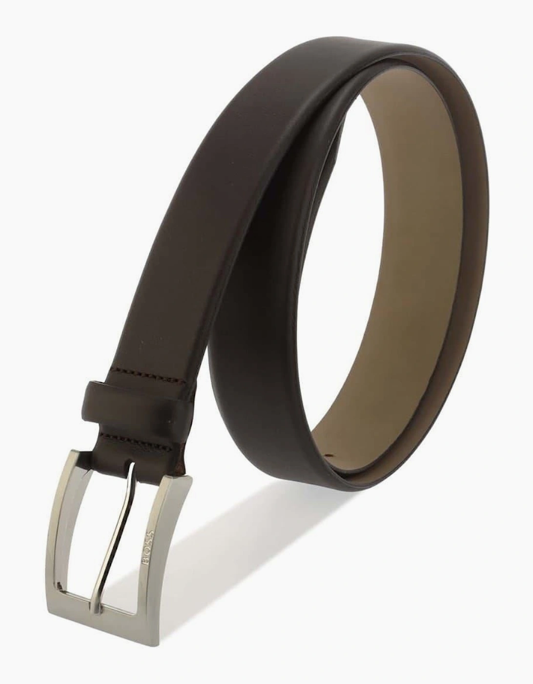 Leather Pin Buckle Belt with Metal Logo
