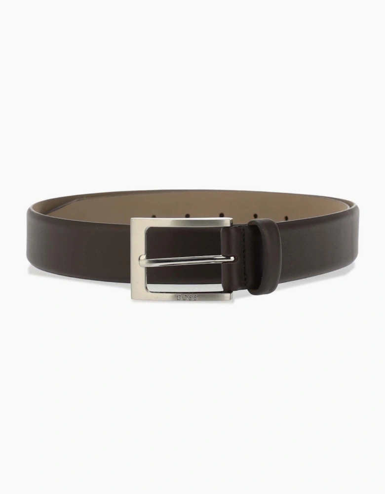Leather Pin Buckle Belt with Metal Logo