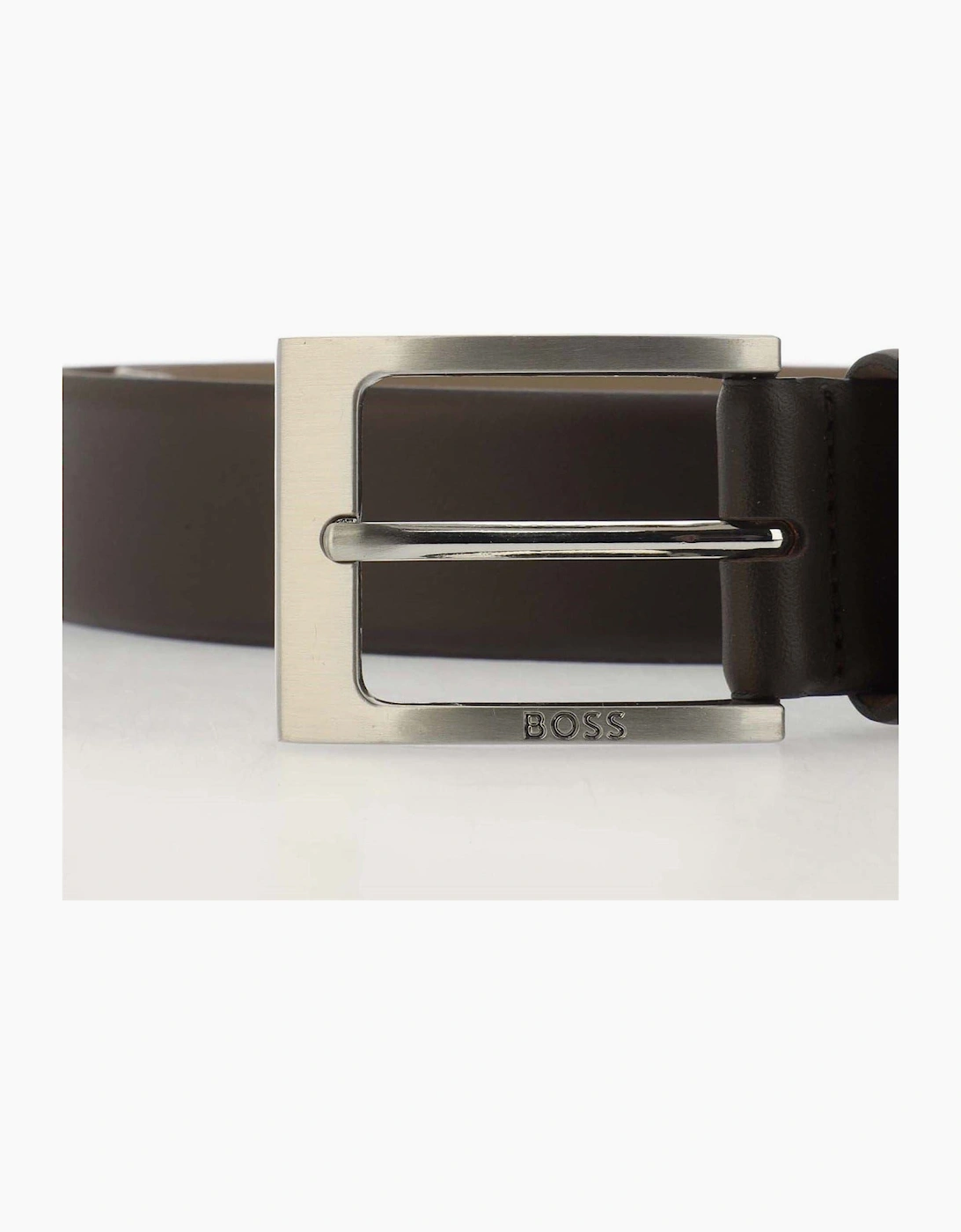 Leather Pin Buckle Belt with Metal Logo
