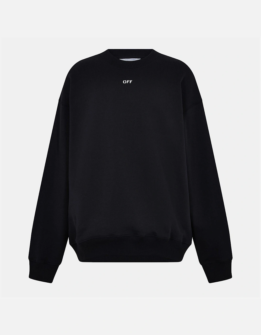 Off-White OFF-WHITE Men's Embroidered Crew Neck Ribbed Collar Long Sleeve Sweatshirt - Black/Multi