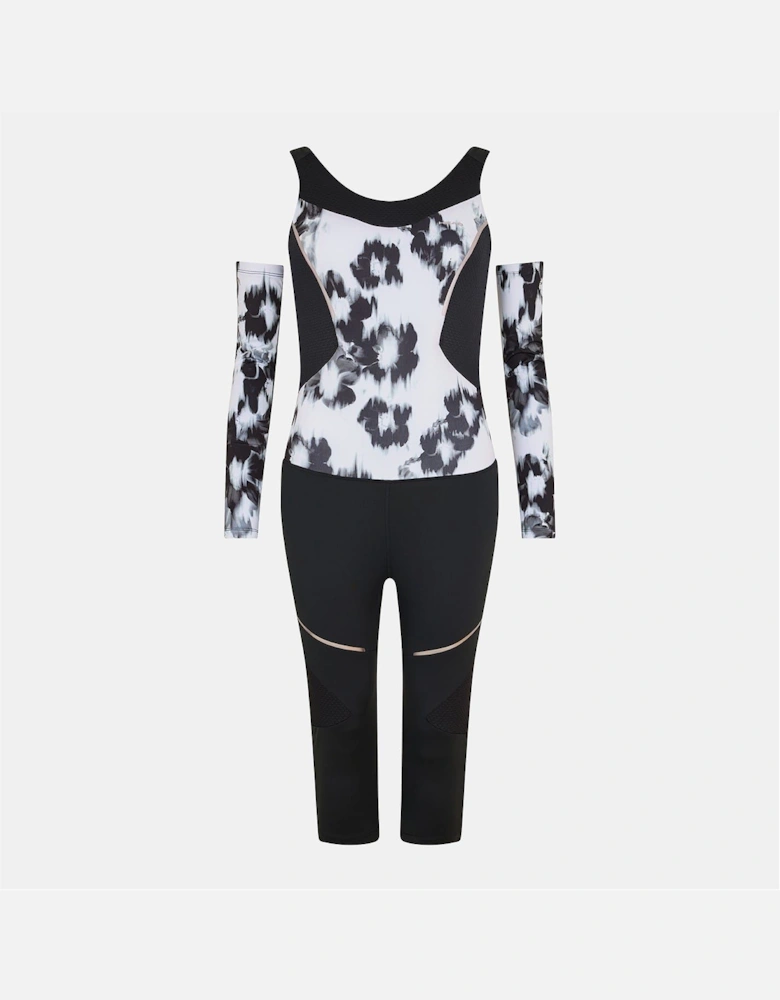 Scoop Neck Long Sleeve Abstract Patterned Skisuit