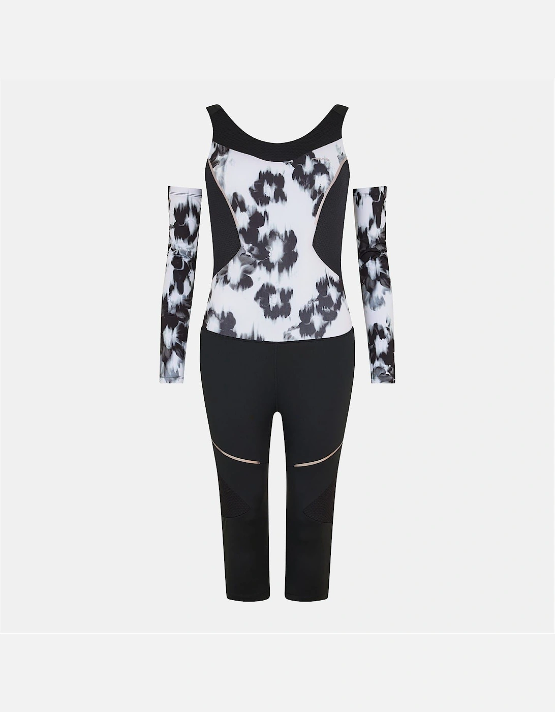 Scoop Neck Long Sleeve Abstract Patterned Skisuit