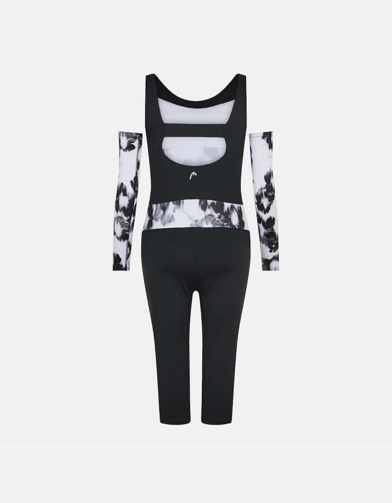 Scoop Neck Long Sleeve Abstract Patterned Skisuit