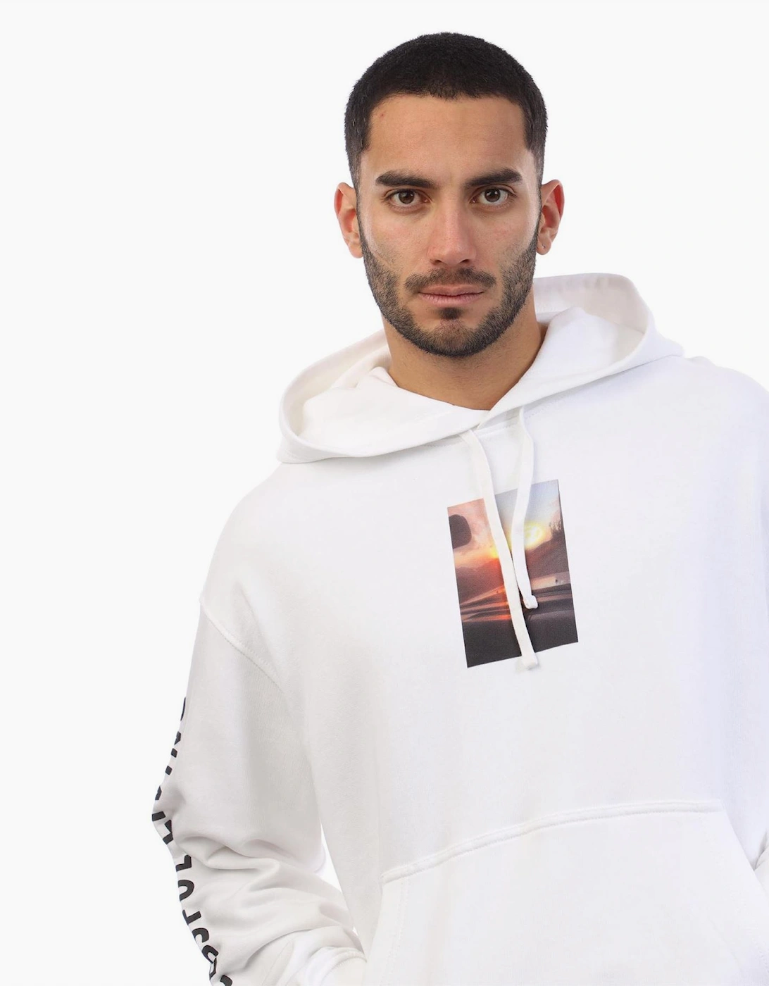 Cassette Photo Hooded Neck Long Sleeve Sweatshirt