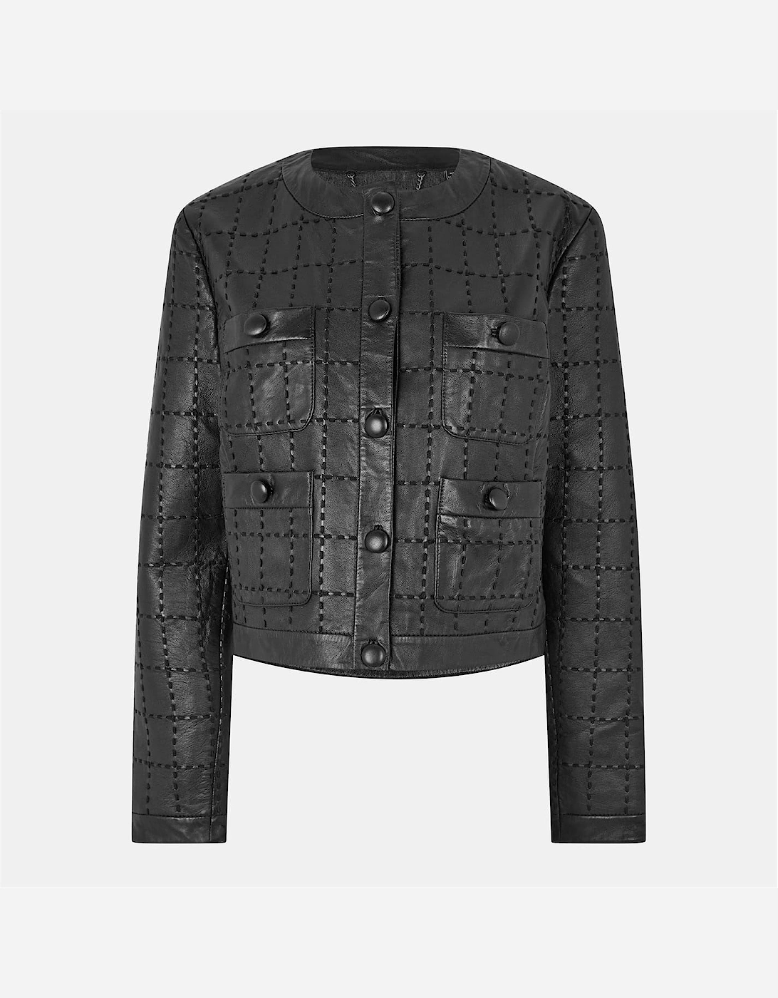 Solid Patterned  Crew Neck Jacket