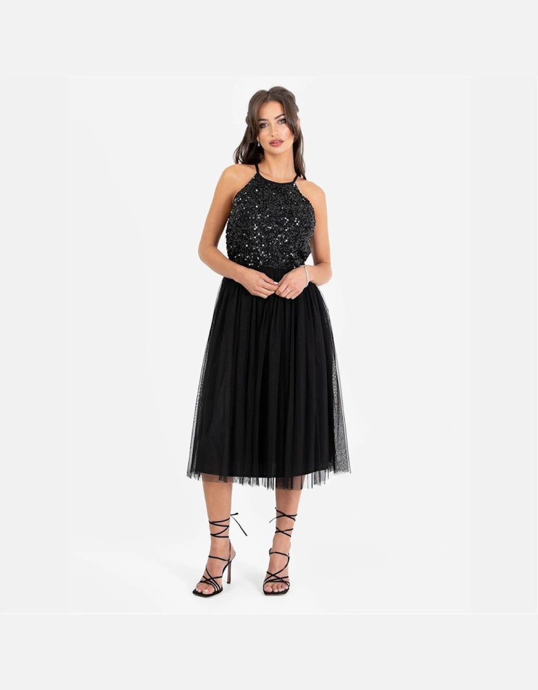 Halter Neck Sleeveless Midi Dress