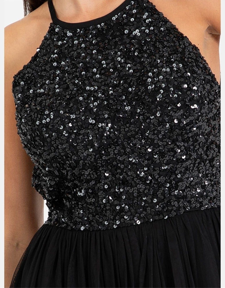 Halter Neck Sleeveless Midi Dress