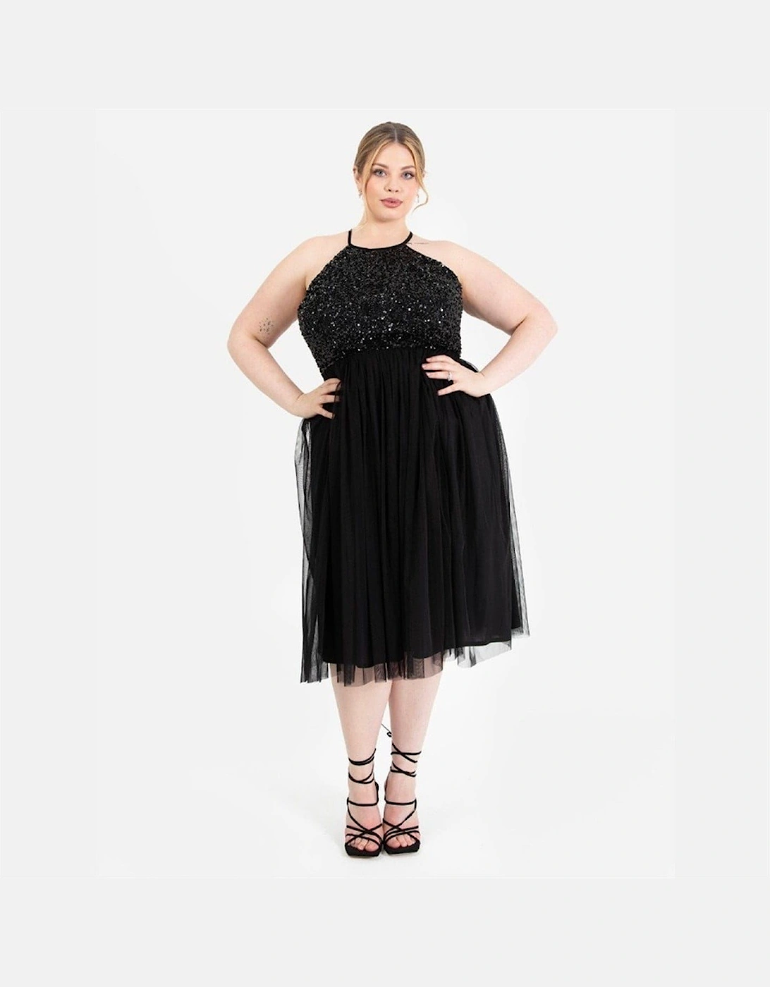 Halter Neck Sleeveless Midi Dress