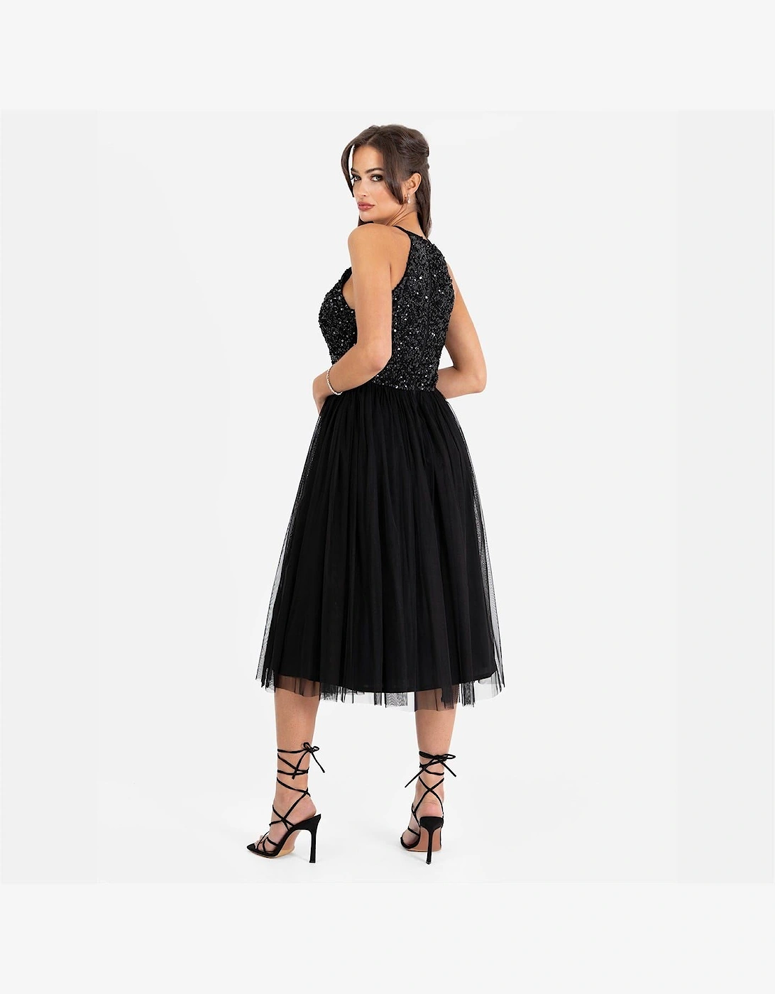 Halter Neck Sleeveless Midi Dress