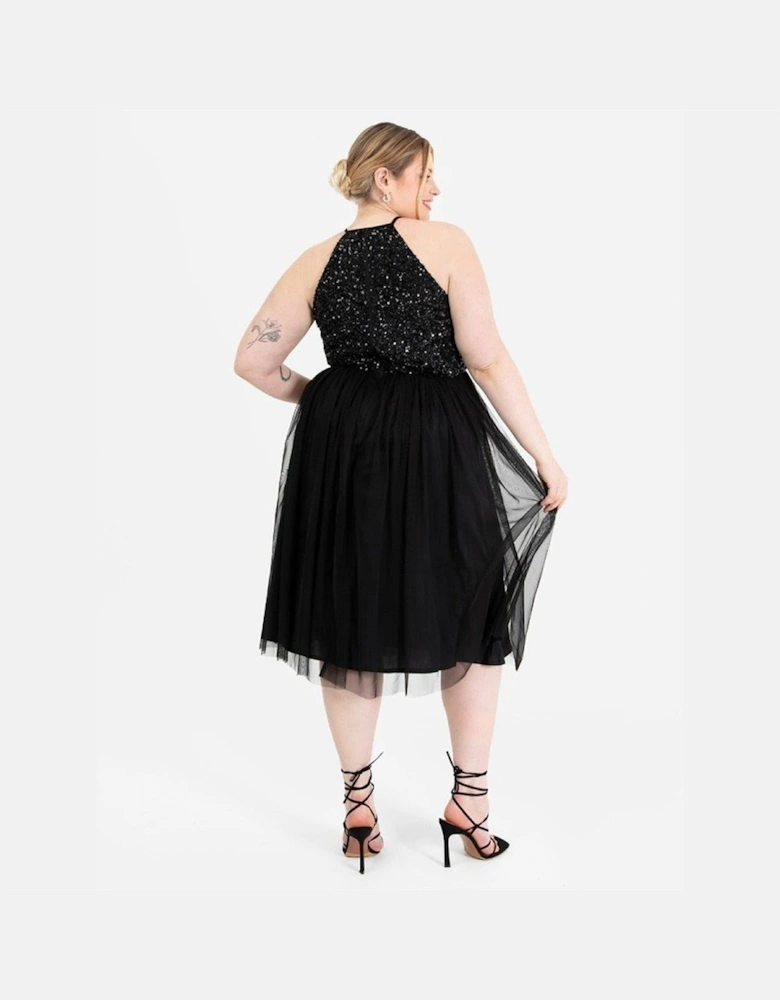Halter Neck Sleeveless Midi Dress