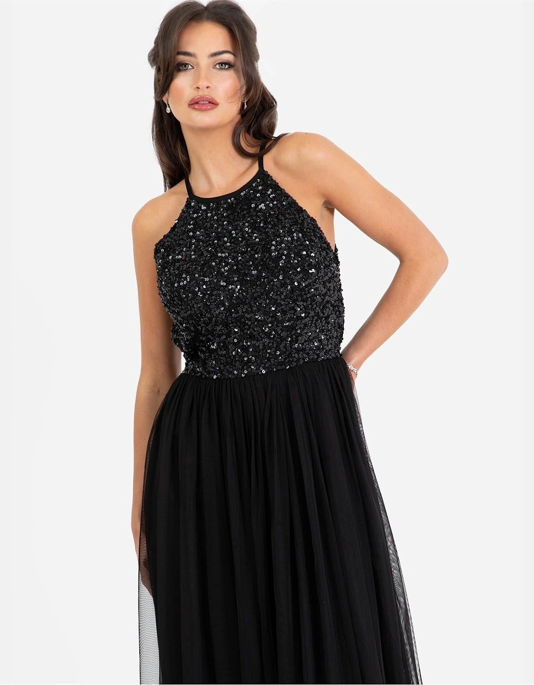 Halter Neck Sleeveless Midi Dress