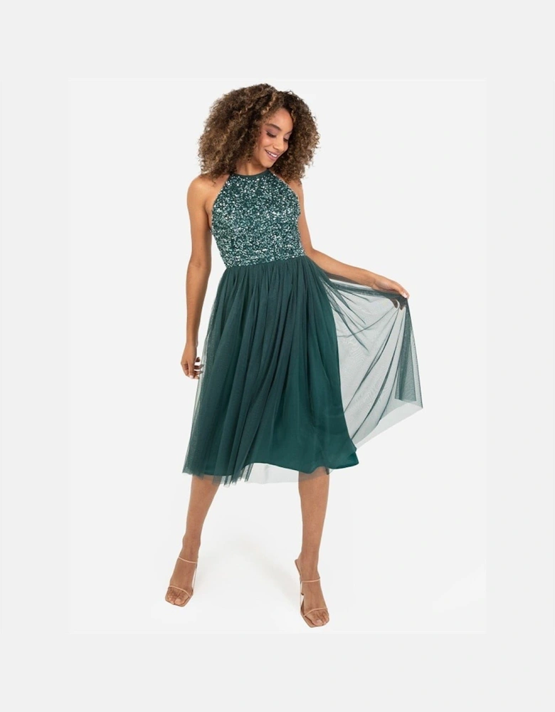 V-Neck Short Sleeve Midi Dress