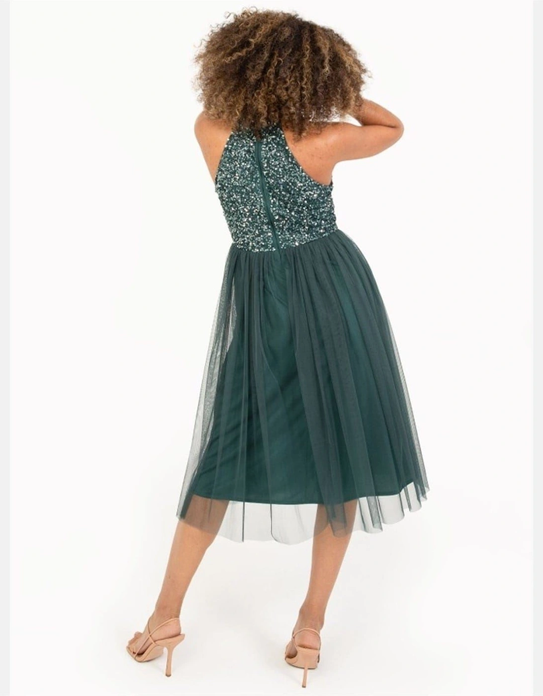 V-Neck Short Sleeve Midi Dress
