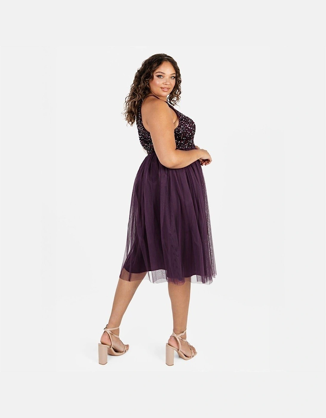 V-Neck Short Sleeve Midi Dress