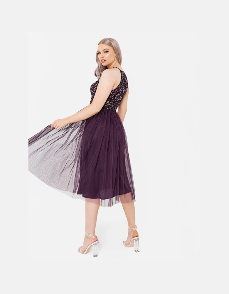 V-Neck Short Sleeve Midi Dress