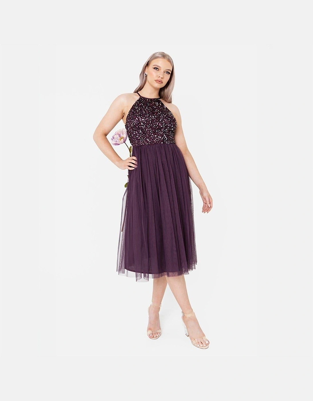 V-Neck Short Sleeve Midi Dress