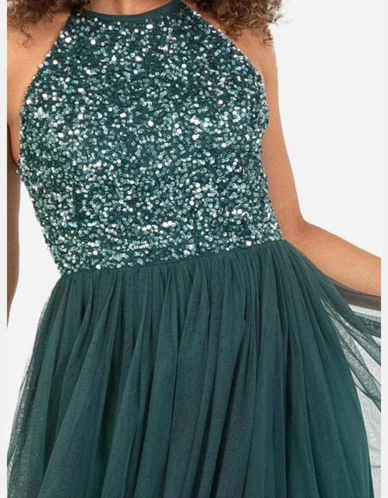 V-Neck Short Sleeve Midi Dress