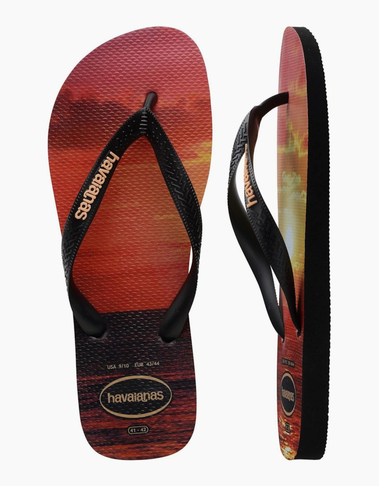 Mens Hav. Hype White White Black Black 4 Flip Flops