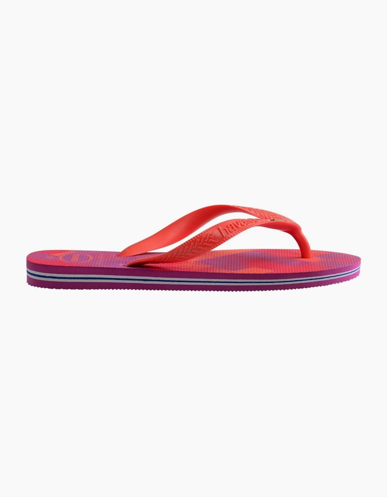 Womens Hav. Brasil Fresh Black Black Leaf Flip Flops