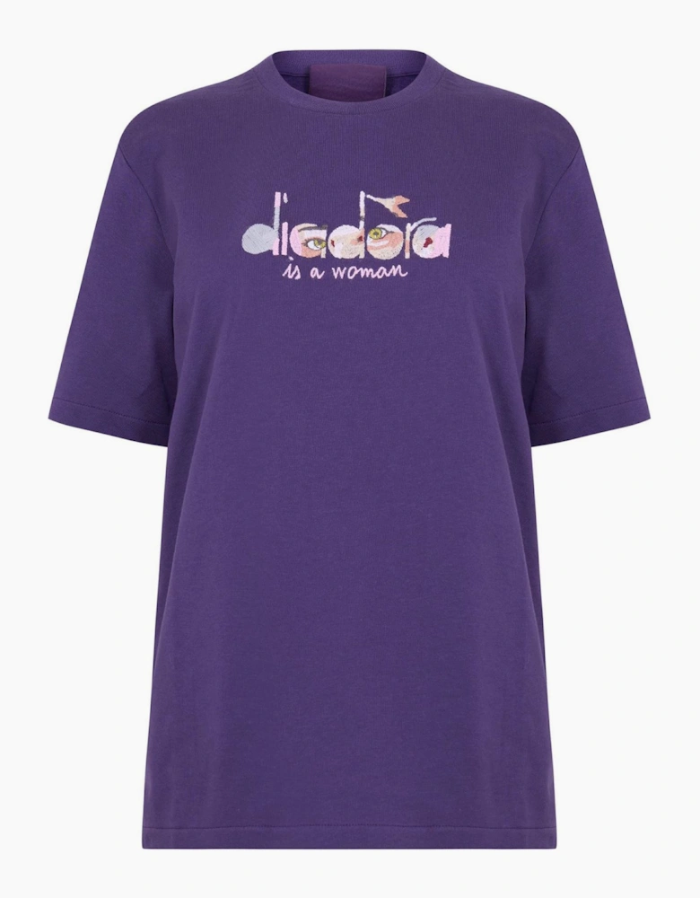 Eye Lettering Crew Neck Short Sleeve Jersey T-Shirt
