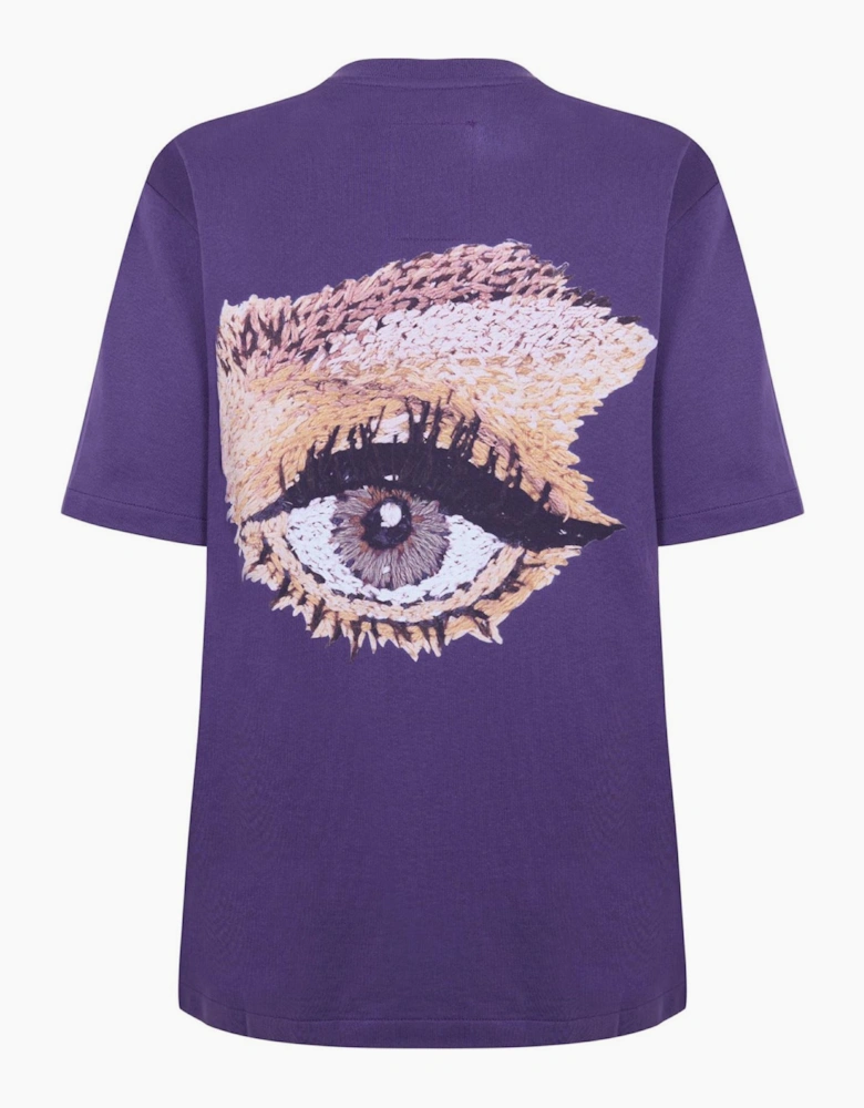Eye Lettering Crew Neck Short Sleeve Jersey T-Shirt