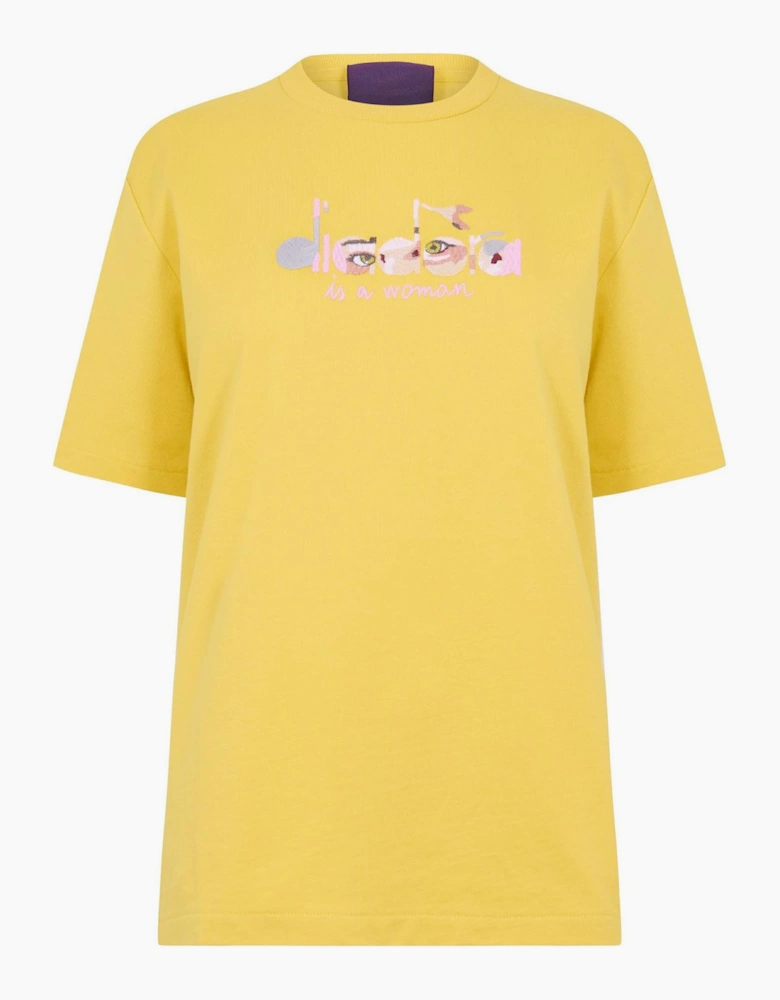 Eye Lettering Crew Neck Short Sleeve Jersey T-Shirt