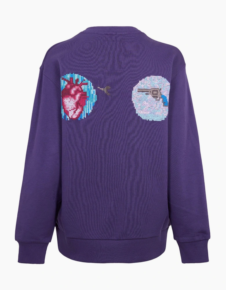 Embroidered Crew Neck Ribbed Collar Long Sleeve Sweater