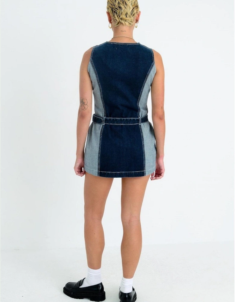 Rag Hose Crew Neck Sleeveless Mini Dress