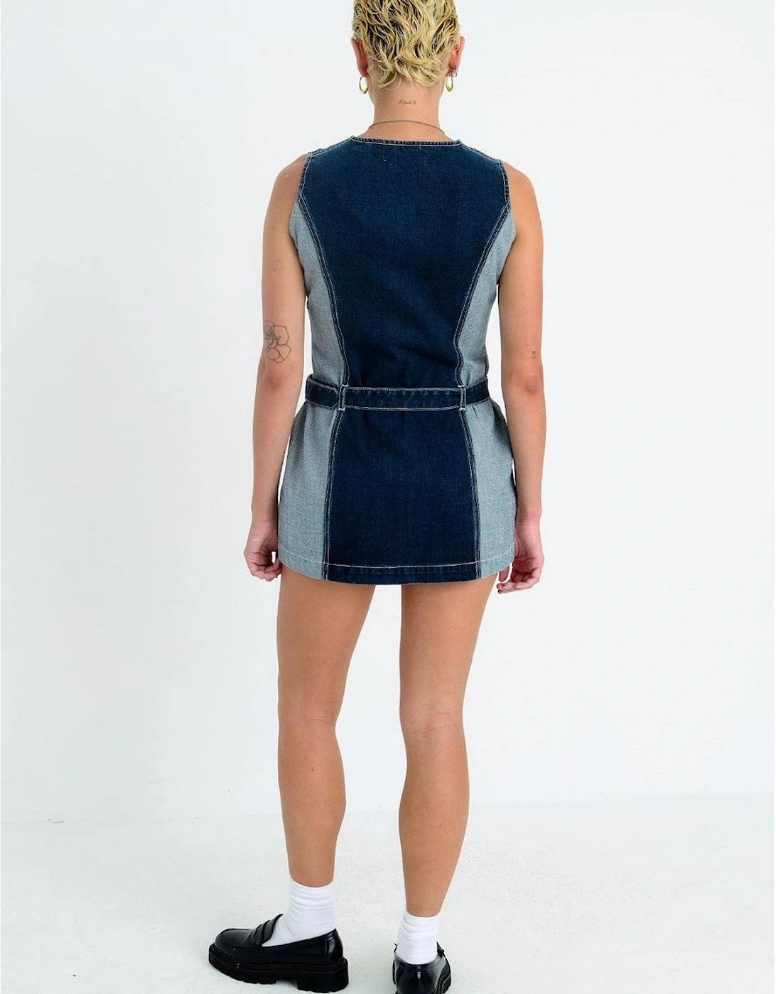 Rag Hose Crew Neck Sleeveless Mini Dress