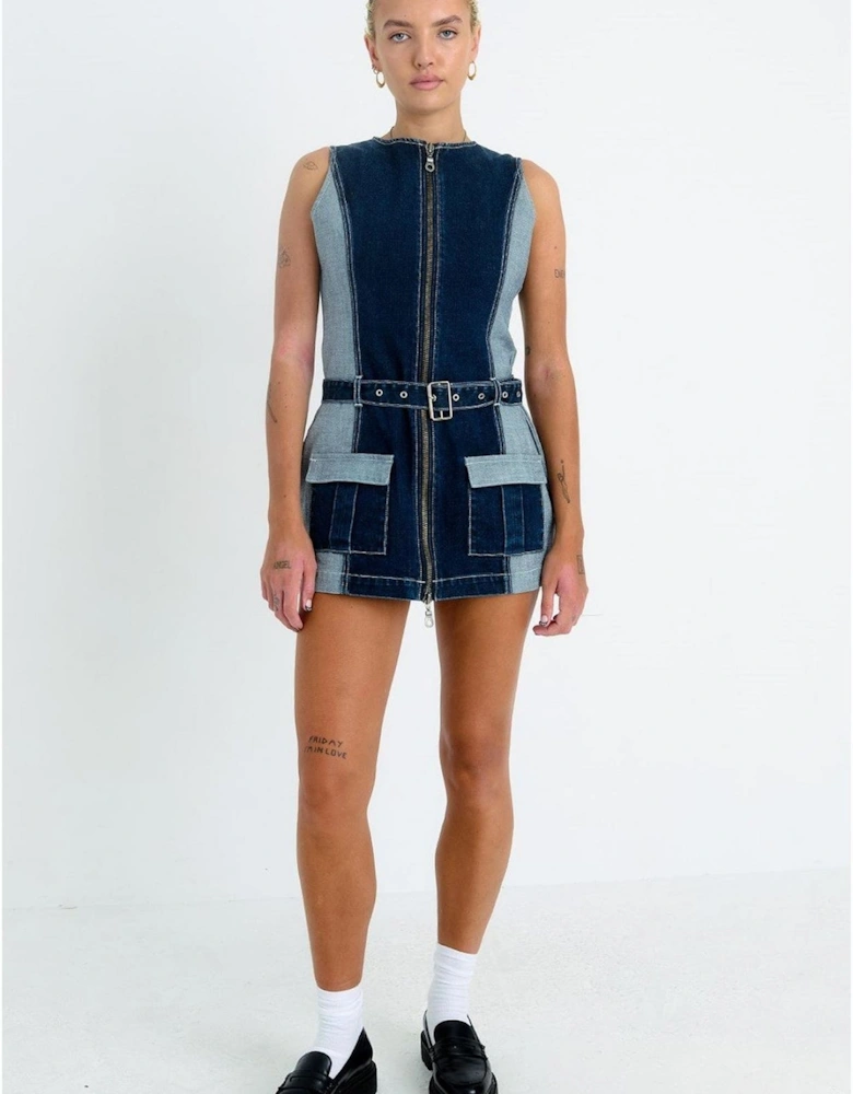Rag Hose Crew Neck Sleeveless Mini Dress