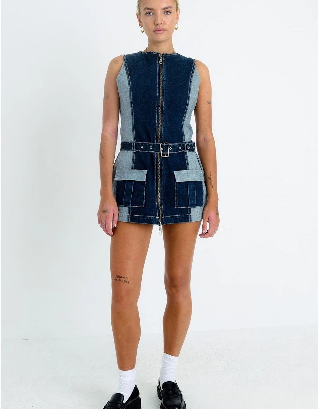 Rag Hose Crew Neck Sleeveless Mini Dress