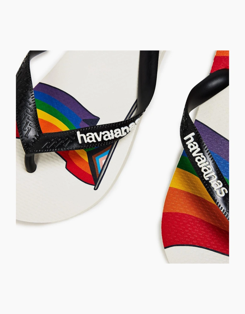 Womens Top Pride White Black 35 36 Flip Flops