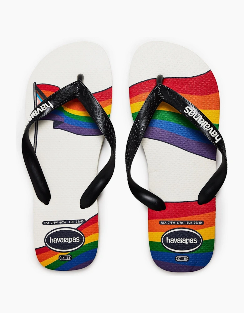 Womens Top Pride White Black 35 36 Flip Flops