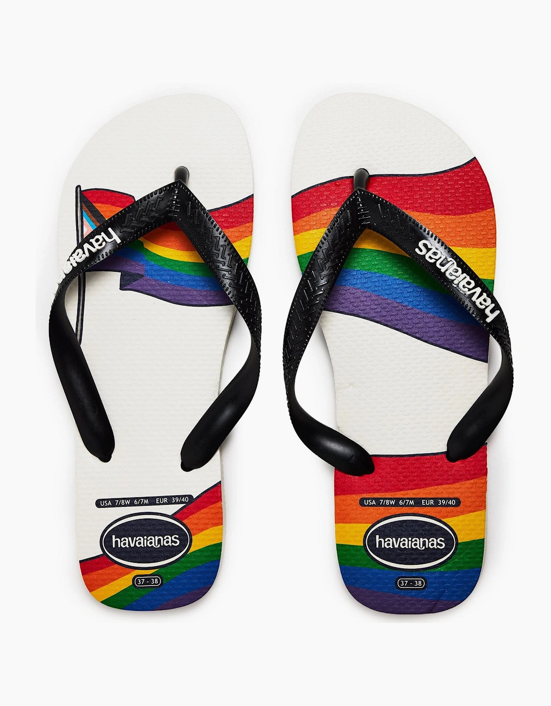Womens Top Pride White Black 35 36 Flip Flops