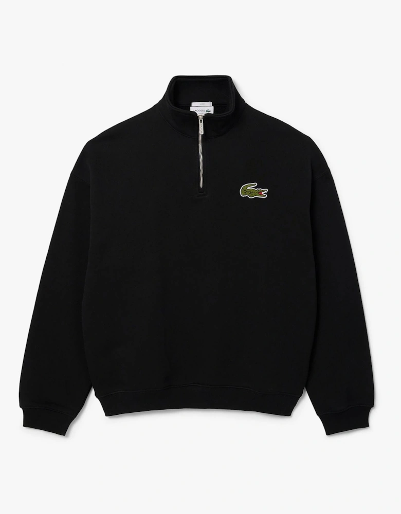 Fit Zip Neck Badge Accent Sweatshirt