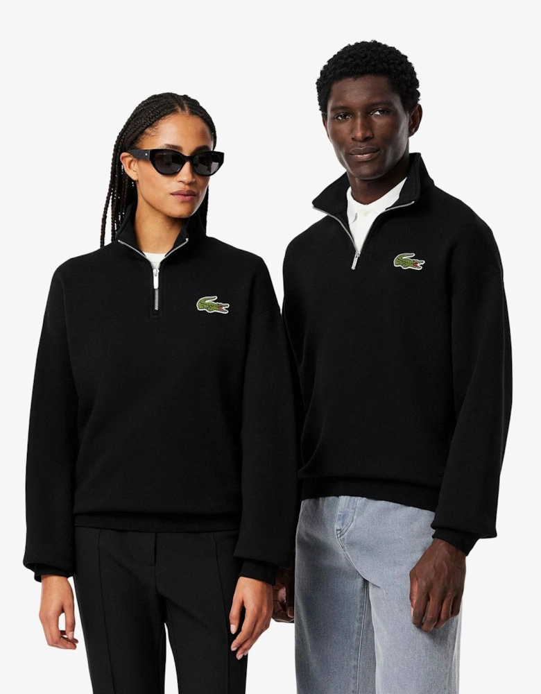 Fit Zip Neck Badge Accent Sweatshirt