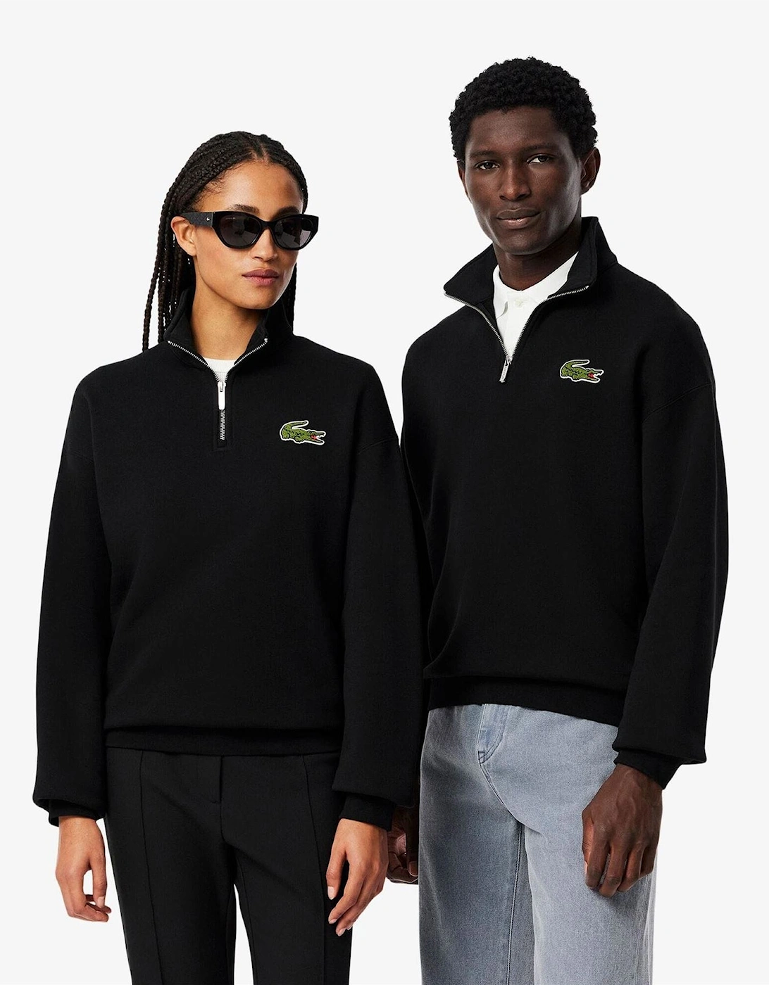 Fit Zip Neck Badge Accent Sweatshirt