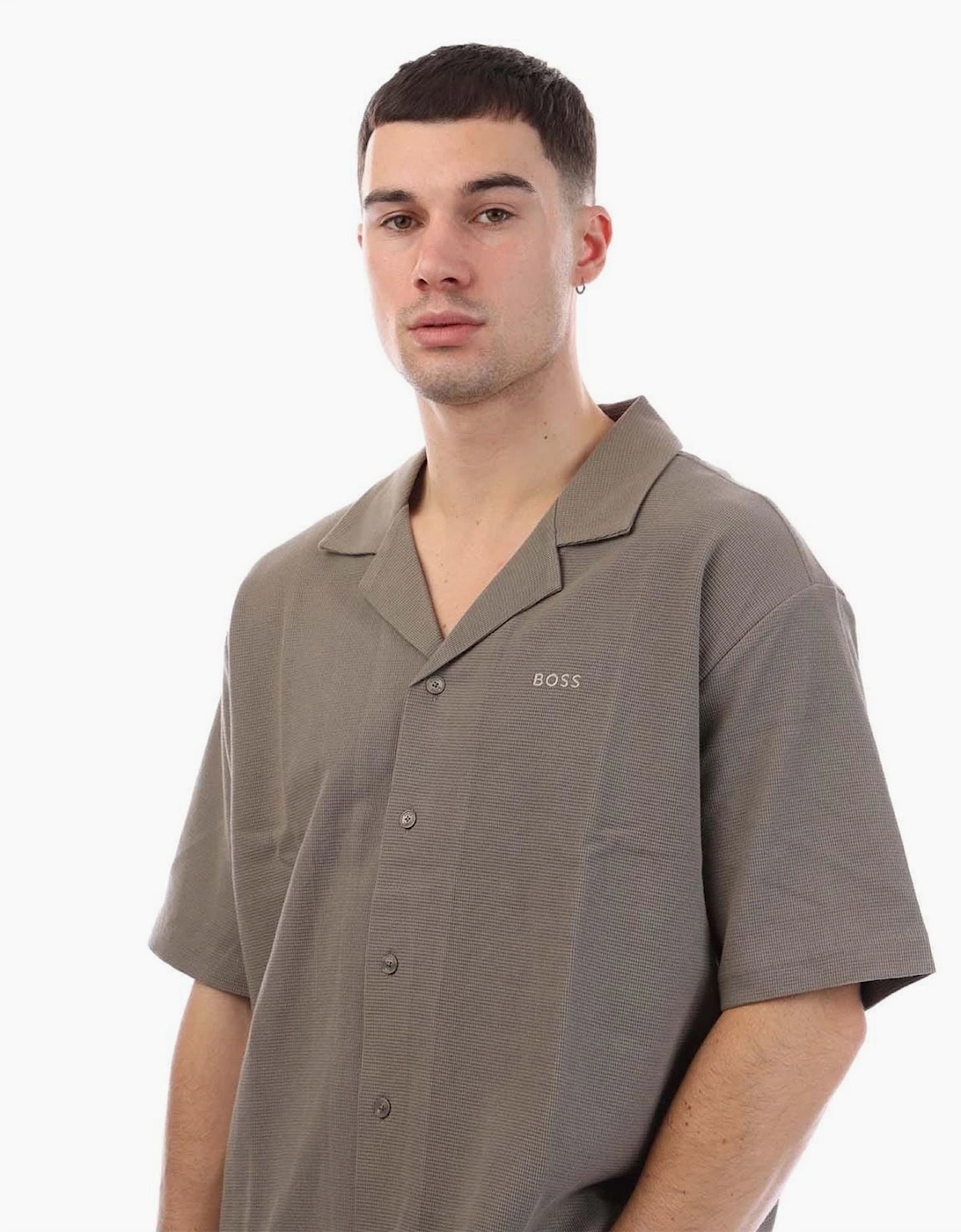 Relaxed Fit Waffle Cotton Shirt