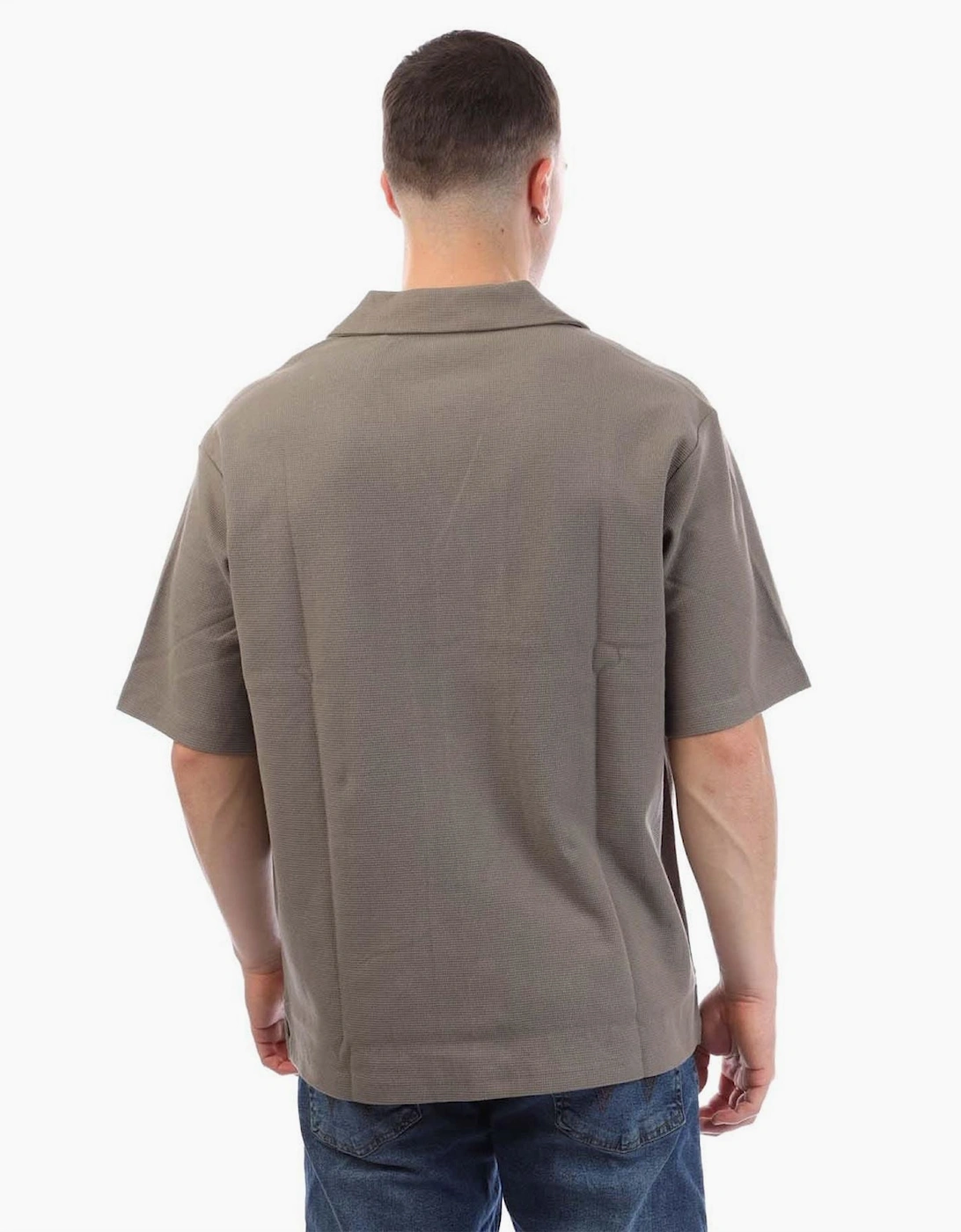 Relaxed Fit Waffle Cotton Shirt