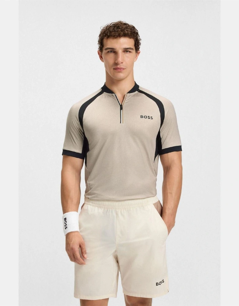 Matchball Zip Neck Mesh Polo Shirt