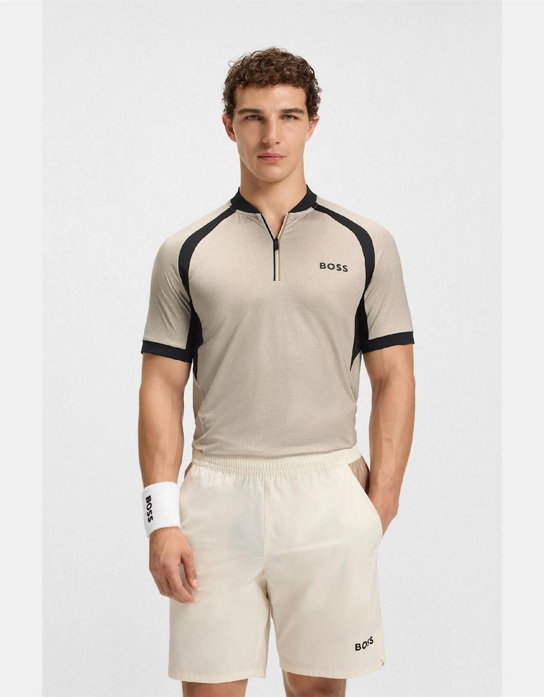 Matchball Zip Neck Mesh Polo Shirt