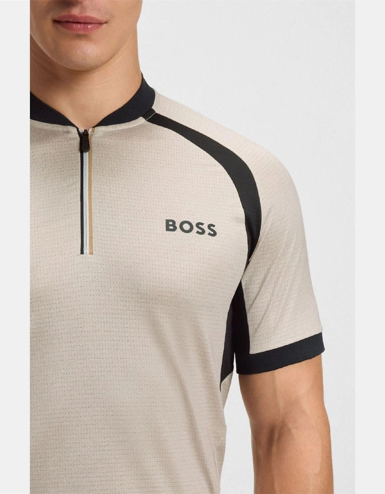 Matchball Zip Neck Mesh Polo Shirt